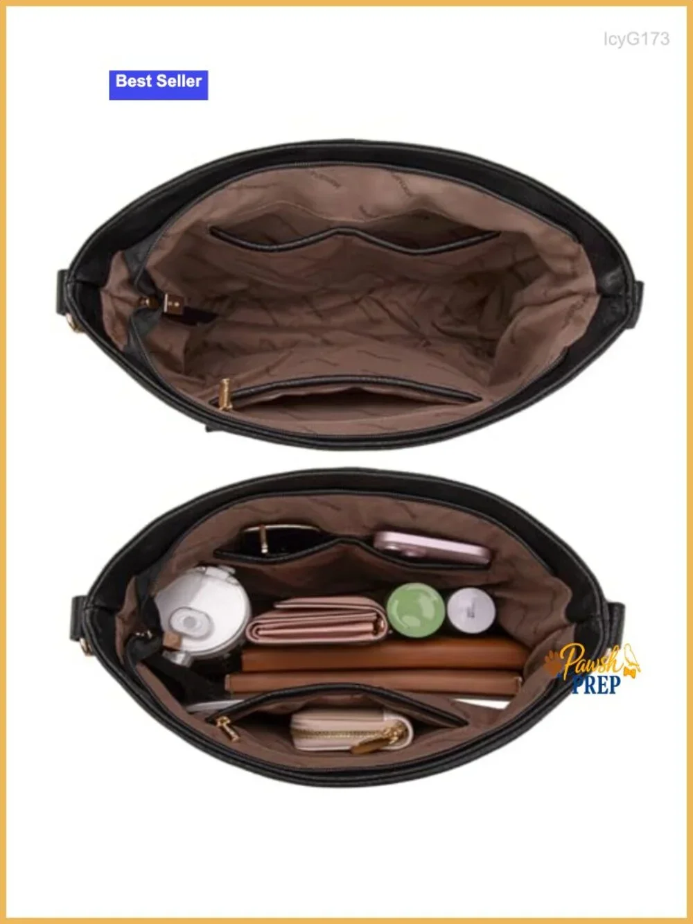 Vegan Leather Hobo Bag Shoulder Purse Handbag with Zipper Pockets